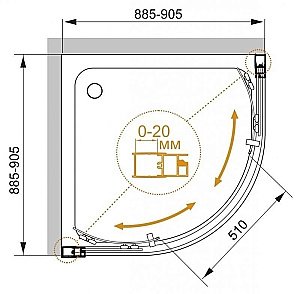 Душевой уголок Cezares Momento 90x90 MOMENTO-R-2-90-C-Cr стекло прозрачное/профиль хром купить в интернет-магазине Sanbest