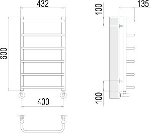 Полотенцесушитель водяной Terminus Стандарт П6 400х600 купить в интернет-магазине сантехники Sanbest
