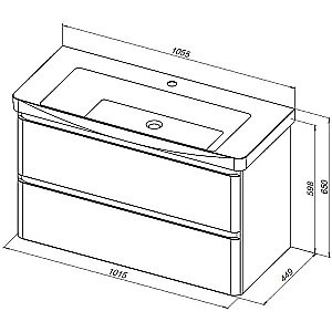 Тумба с раковиной Aquanet Эмбер 105 330470 черная матовая для ванной в интернет-магазине Sanbest