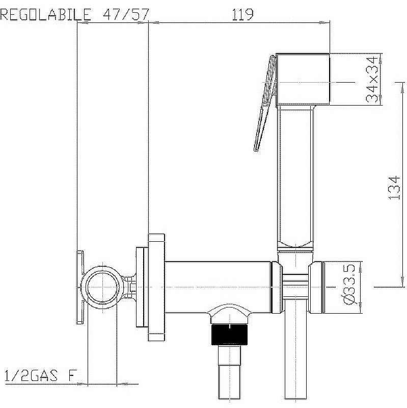 Гигиенический душ Bossini Cube Brass E38003B.073 черный купить в интернет-магазине сантехники Sanbest
