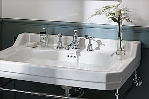 Консоль с раковиной Burlington Edwardian B18 3TH 80 шлифованный никель для ванной в интернет-магазине сантехники Sanbest