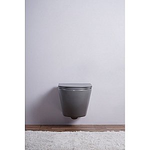 Унитаз подвесной Esbano AZALEA ESUPAZALGM безободковый, с крышкой микролифт, матовый серый купить в интернет-магазине Sanbest