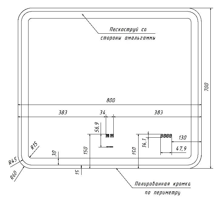 Зеркало LED VIGO Grani (Bora) Luxe z.GRI.60 в ванную от интернет-магазине сантехники Sanbest