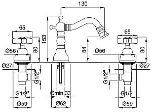 Смеситель для биде на 3 отв. Migliore Princeton ML.PRN-825 золото купить в интернет-магазине сантехники Sanbest