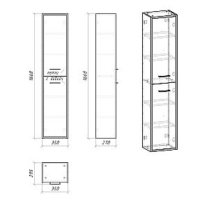 Пенал подвесной Grossman НЕРО 303021 35 альпийский дуб для ванной в интернет-магазине сантехники Sanbest