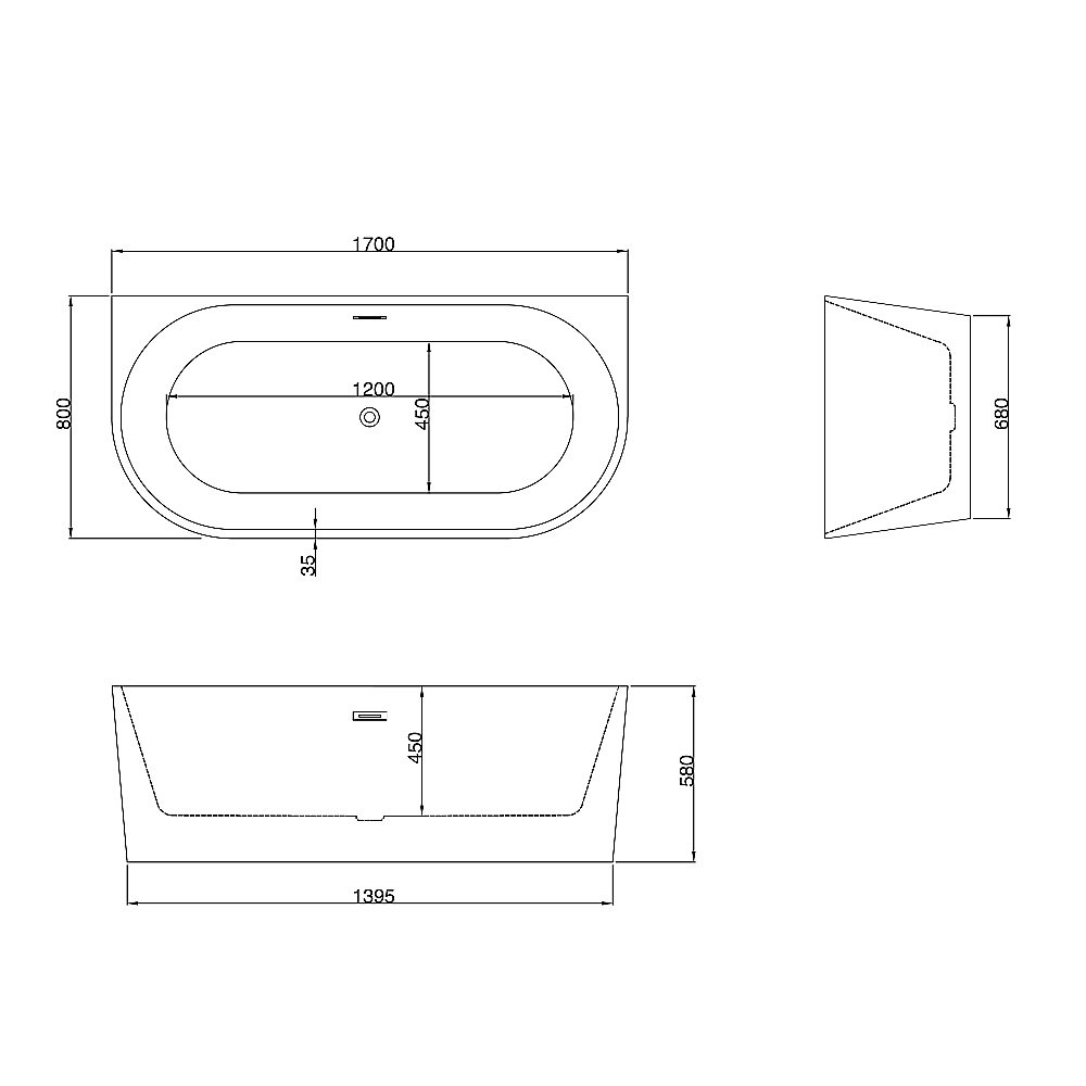 Ванна акриловая Grossman Cristal GR-17071M 170x80 белая матовая купить в интернет-магазине Sanbest