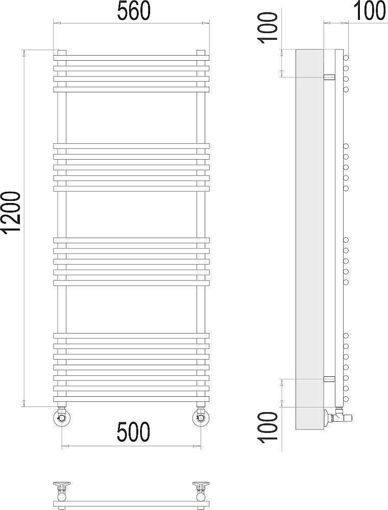 Полотенцесушитель водяной Terminus Ватра П21 500х1200 купить в интернет-магазине сантехники Sanbest