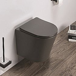 Унитаз подвесной CeramaLux B2330-2MDH серый матовый, безободковый, с крышкой микролифт купить в интернет-магазине Sanbest