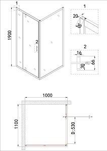 Душевой уголок Niagara Nova NG-43-11AG-NG-A100G 110x100 купить в интернет-магазине Sanbest