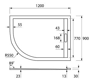 Душевой поддон Cezares Tray AS-RH 120x90 купить в интернет-магазине Sanbest