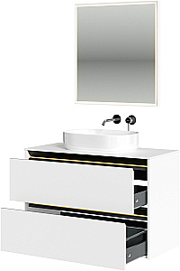 Тумба с раковиной Allen Brau Activity 100 1.34006.WM белая матовая/черный брашированный для ванной в интернет-магазине Sanbest