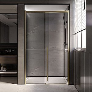 Душевая дверь Veconi Premium Trento PTD30-G-150-01-C4 прозрачная/профиль Брашированное золото брашированное купить в интернет-магазине Sanbest