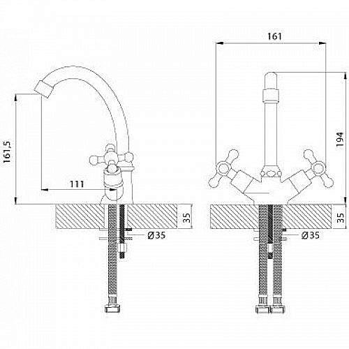 Смеситель для раковины Rossinka G G02-62 купить в интернет-магазине сантехники Sanbest