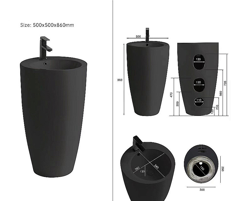 Раковина Azario Dea 50 AZ-203MB черная матовая купить в интернет-магазине Sanbest
