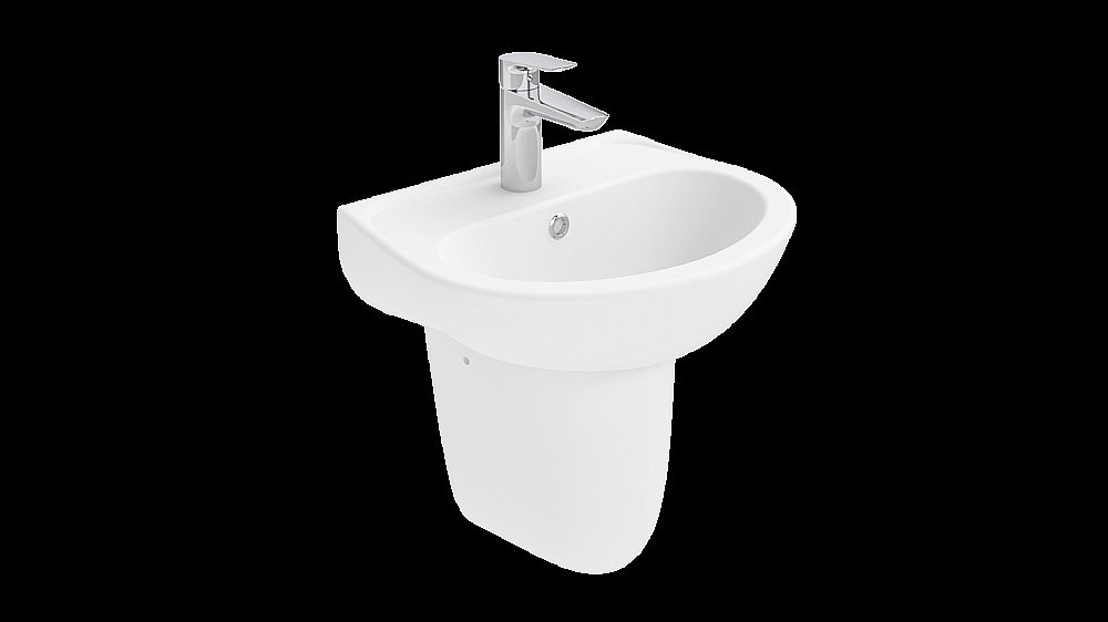 Раковина на полупьедестале Creavit Sedef 55 SD055-00CB00E-0000 белая купить в интернет-магазине Sanbest