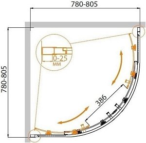 Душевой уголок Cezares MOLVENO R-2 прозрачный 80x80 купить в интернет-магазине Sanbest