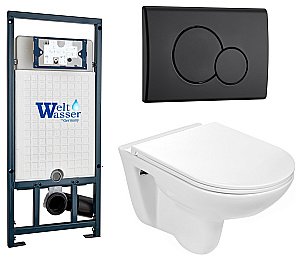 Унитаз с инсталляцией WeltWasser MARBERG 507 + BAARBACH 004 GL-WT + MAR 507 RD MT-BL купить в интернет-магазине Sanbest