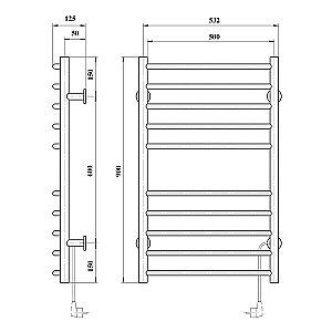 Полотенцесушитель электрический Domoterm Аврора DMT 109-10 50x90 EK хром купить в интернет-магазине сантехники Sanbest