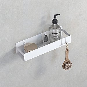 Полка с двумя крючками Boheme Q MATT WHITE 10965-MW белая матовая купить в интернет-магазине сантехники Sanbest