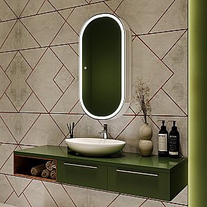 Зеркало-шкаф Art&Max BARI AM-Bar-500-1000-1D-R-DS-F-White белый матовый купить в интернет-магазине сантехники Sanbest