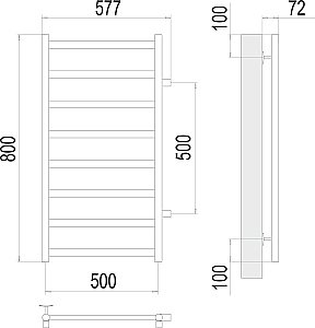 Полотенцесушитель водяной Terminus Аврора П8 500х800 с боковым подключением 500 купить в интернет-магазине сантехники Sanbest