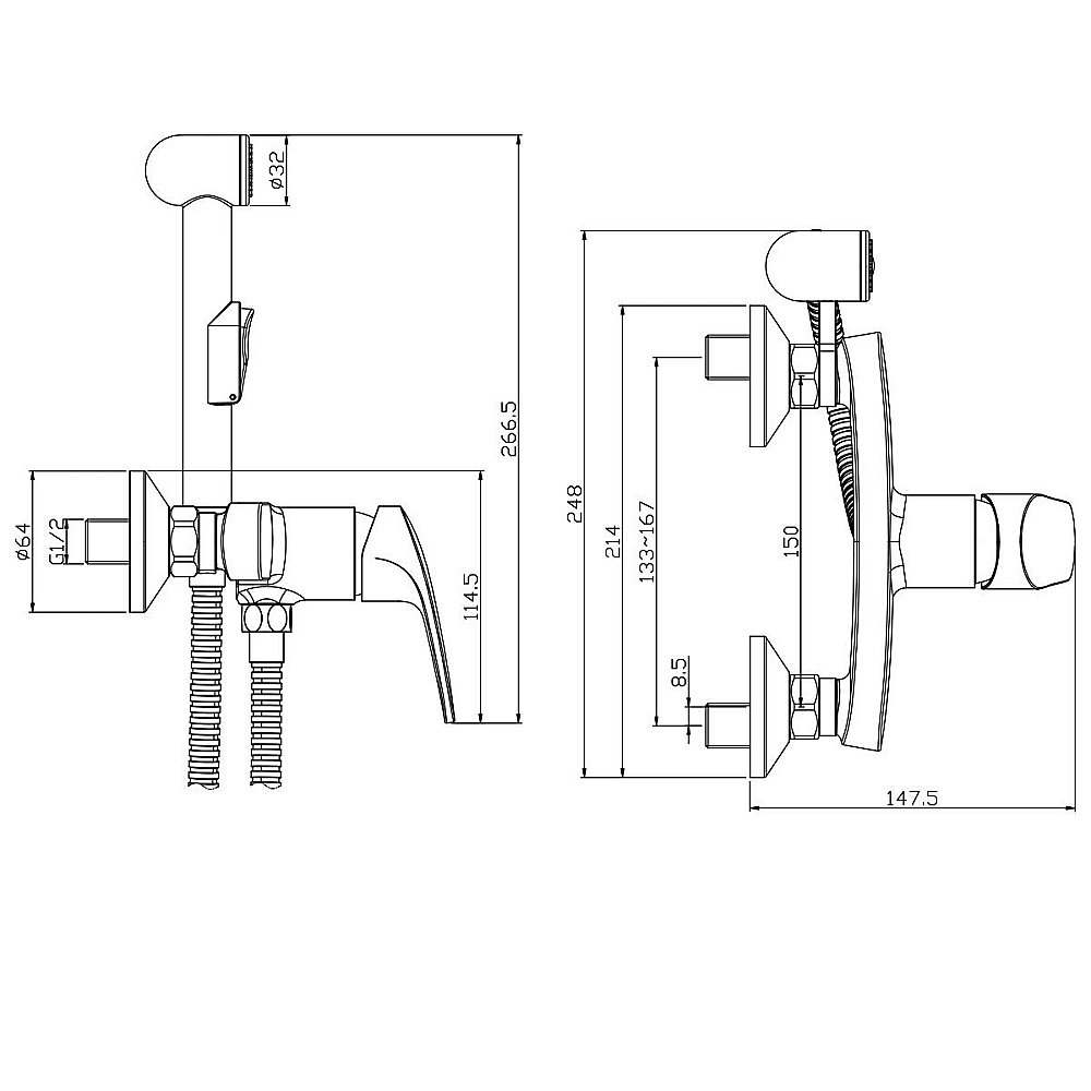 Гигиенический душ Rossinka RS45-52 купить в интернет-магазине сантехники Sanbest