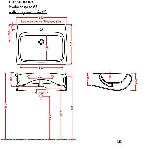 Раковина подвесная Artceram HI-LINE 65 HIL004 03 00 nero*1 черная купить в интернет-магазине Sanbest