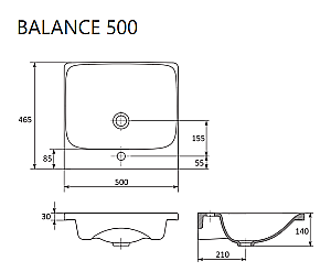 Раковина Ravak BALANCE XJX01250000 купить в интернет-магазине Sanbest