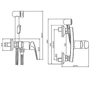 Гигиенический душ Rossinka RS45-52 купить в интернет-магазине сантехники Sanbest