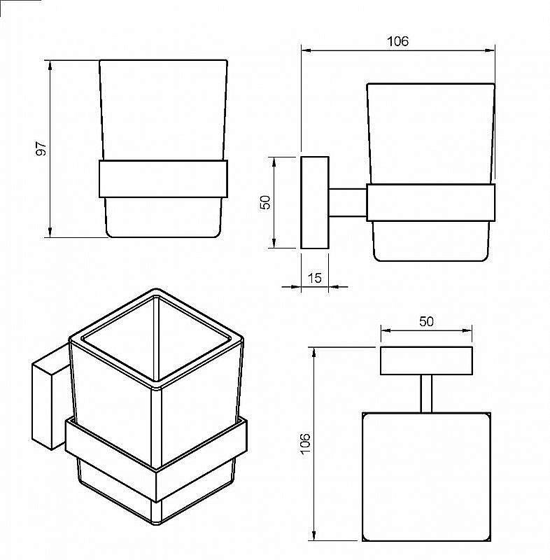 Стакан Cezares PRIZMA-TUMS-NOP черный матовый купить в интернет-магазине сантехники Sanbest
