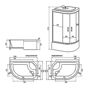 Душевая кабина Erlit Comfrot ER 3512TP 120х80 стекло матовое купить в интернет-магазине Sanbest