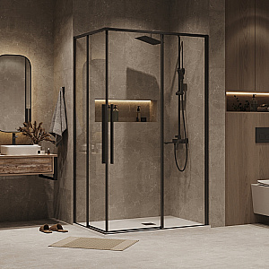 Душевой уголок Grossman Galaxy 90х80 300.K33.01.9080.21.00 стекло прозрачное/профиль черный матовый купить в интернет-магазине Sanbest