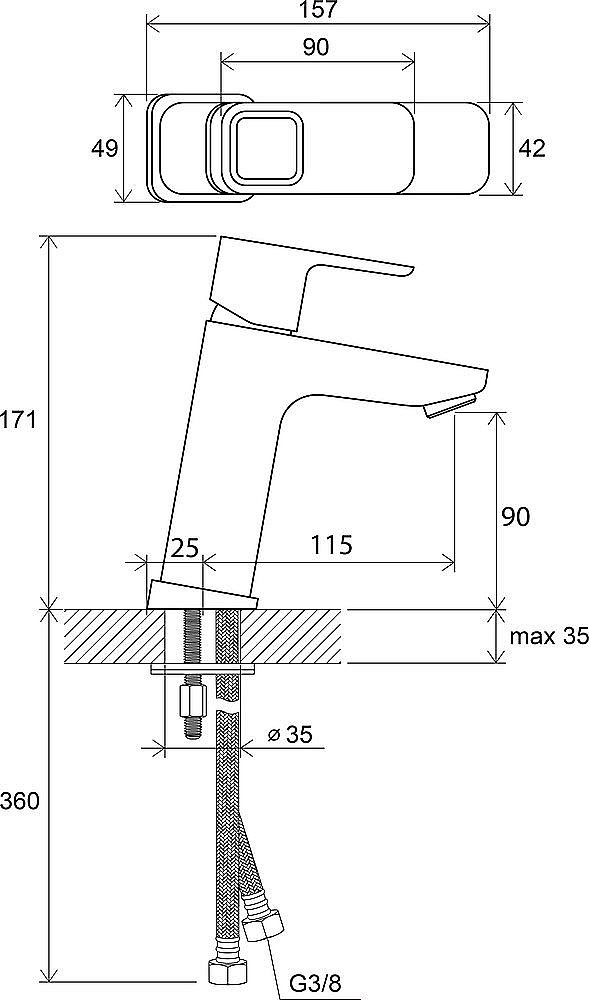 Смеситель для раковины Ravak 10° X070062 хром купить в интернет-магазине сантехники Sanbest