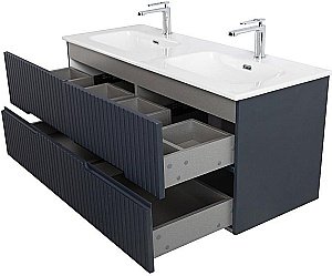 Тумба с раковиной Cezares DUET-N 120 DUET-N-1200-4C-SO-2-GR-P графит для ванной в интернет-магазине Sanbest