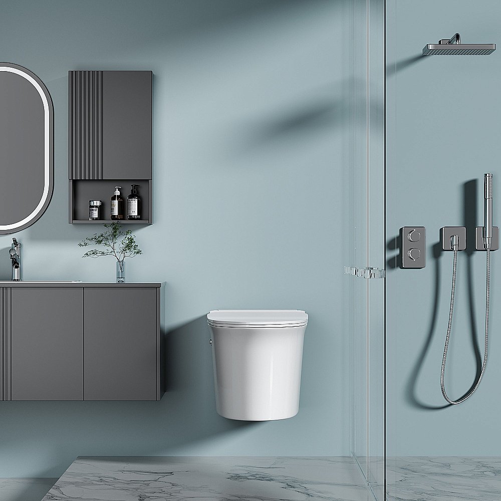 Унитаз подвесной Abber Bequem AC1124P белый, с крышкой микролифт купить в интернет-магазине Sanbest