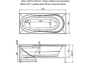 Акриловая ванна Aquanet Gloriana 160x70 243656 с к/с купить в интернет-магазине Sanbest