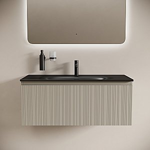 Тумба с раковиной Sancos CODE CD100GP/CN13003MB 100 серая платина для ванной в интернет-магазине Sanbest