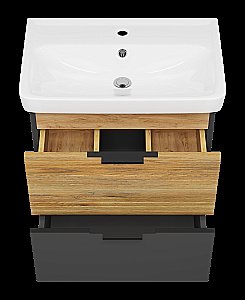 Тумба с раковиной Misty Форест - 60 Э-Фор-09060-0219-2Я светлое дерево/серый для ванной в интернет-магазине Sanbest