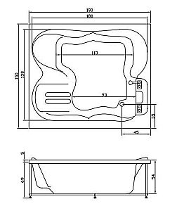 Гидромассажная ванна Aquatika Токио Basic 190x150 купить в интернет-магазине Sanbest