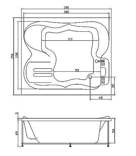Гидромассажная ванна Aquatika Токио Basic 190x150 купить в интернет-магазине Sanbest