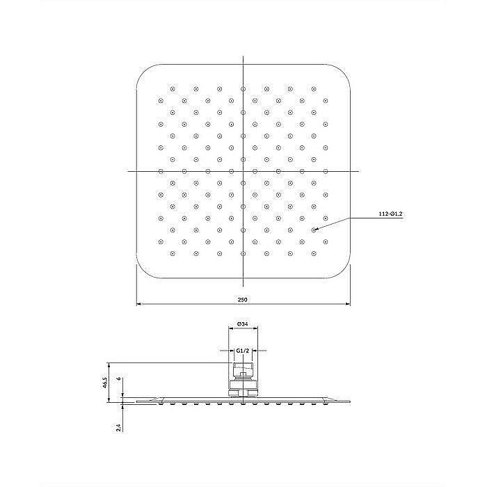 Верхний душ OMNIRES Ultra Slimline WGU225CR купить в интернет-магазине сантехники Sanbest