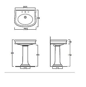 Раковина с пьедесталом SIMAS Lante LA11 90 купить в интернет-магазине Sanbest