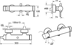 Смеситель для ванны VitrA Origin A4261936 черный матовый купить в интернет-магазине сантехники Sanbest