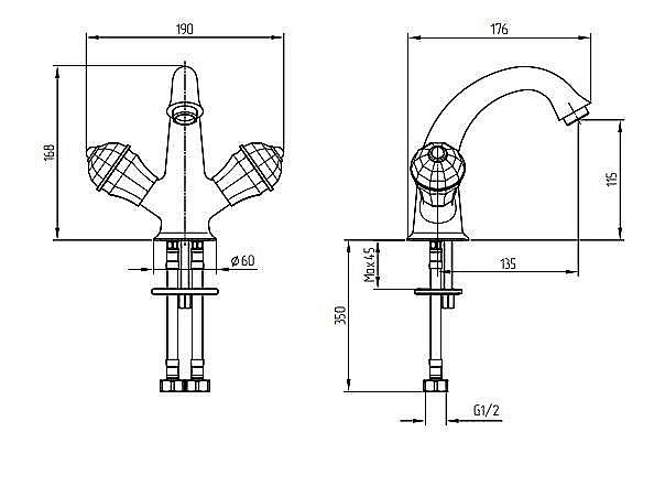Смеситель для раковины Migliore Prestige Crystal 28011 бронза/swarovski купить в интернет-магазине сантехники Sanbest