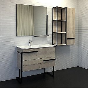 Тумба с раковиной Comforty Дюссельдорф 00-00004093 90 дуб дымчатый для ванной в интернет-магазине Sanbest