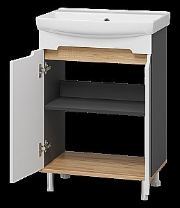 Тумба с раковиной Misty Сканди - 60 Э-Ска01060-0150-2Д белый/графит для ванной в интернет-магазине Sanbest