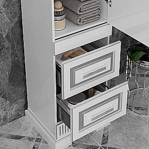 Пенал Опадирис Оникс 49 белый/серебряная патина для ванной в интернет-магазине сантехники Sanbest