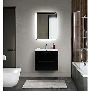 Тумба с раковиной Belbagno MARINO-CER-MINI 60  черный глянцевый для ванной в интернет-магазине Sanbest