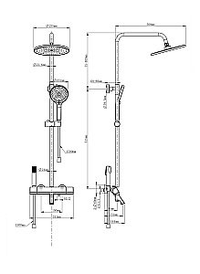 Душевая система с термостатом WONZON & WOGHAND The ONE WW-B3094-BG брашированное золото купить в интернет-магазине сантехники Sanbest