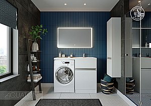 Тумба с раковиной Акватон Лондри 120 белая глянцевая для ванной в интернет-магазине Sanbest